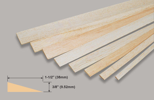 Balsa T.Edge 3/8x1-1/2x36 Inch /9.52x38 (5520215)