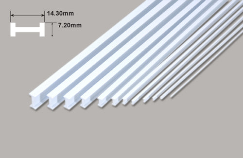 Plastic Beams 14.3mm x 380mm 3 pieces I Beam - 14.30 x 7.20 x 375mm