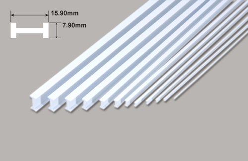 Plastic Beams 15.9mm x 380mm 3 pieces (90522) I Beam - 15.90 x 7.90 x 375mm