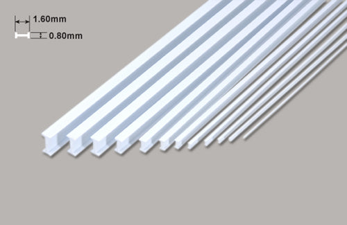 Plastic Beams 1.6mm x 254mm 10 pieces (90511) I Beam - 1.60 x 0.80 x 250mm