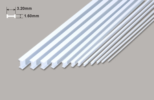 Plastic Beams 3.2mm x 380mm 8 pieces I Beam - 3.20 x 1.60 x 375mm