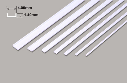 Plastic Channel 4.0mm x 380mm 6 pieces 4.00 x 1.40 x 375mm