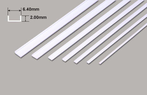 Plastic Channels 6.4mm x 610mm 5 pieces - 6.40 x 2.00 x 610mm