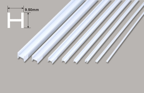 Plastic H Columns 9.5mm x 380mm 4 pieces - 9.50 x 9.50 x 375mm