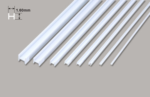 Plastic H Columns 1.6mm x 254mm 10 pieces - 1.60 x 1.60 x 250mm