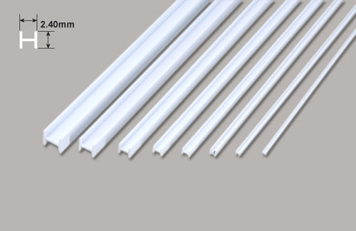 Plastic H Columns 2.4mm x 380mm 10 pieces - 2.40 x 2.40 x 375mm 90542