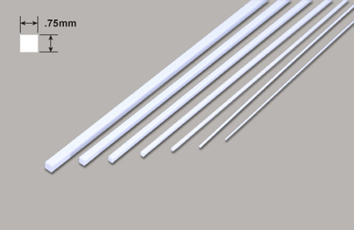 Plastic Strip 0.75mm x 0.75mm x 250mm 10 pieces Square Microrod - .75 x .75 x 250mm