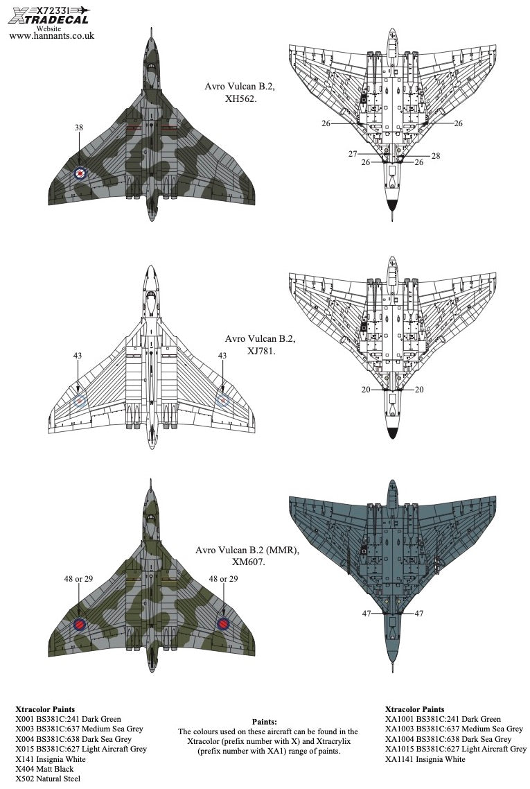 Xtradecal 1/72 Avro Vulcan Collection Part 1 X72331