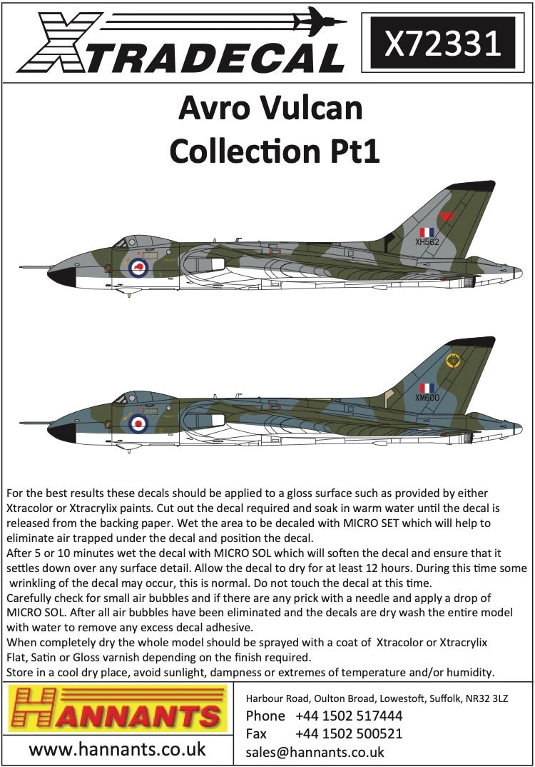 Xtradecal 1/72 Avro Vulcan Collection Part 1 X72331