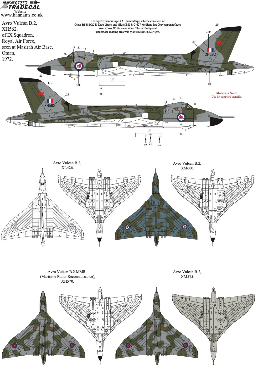 Xtradecal 1/72 Avro Vulcan Collection Part 1 X72331