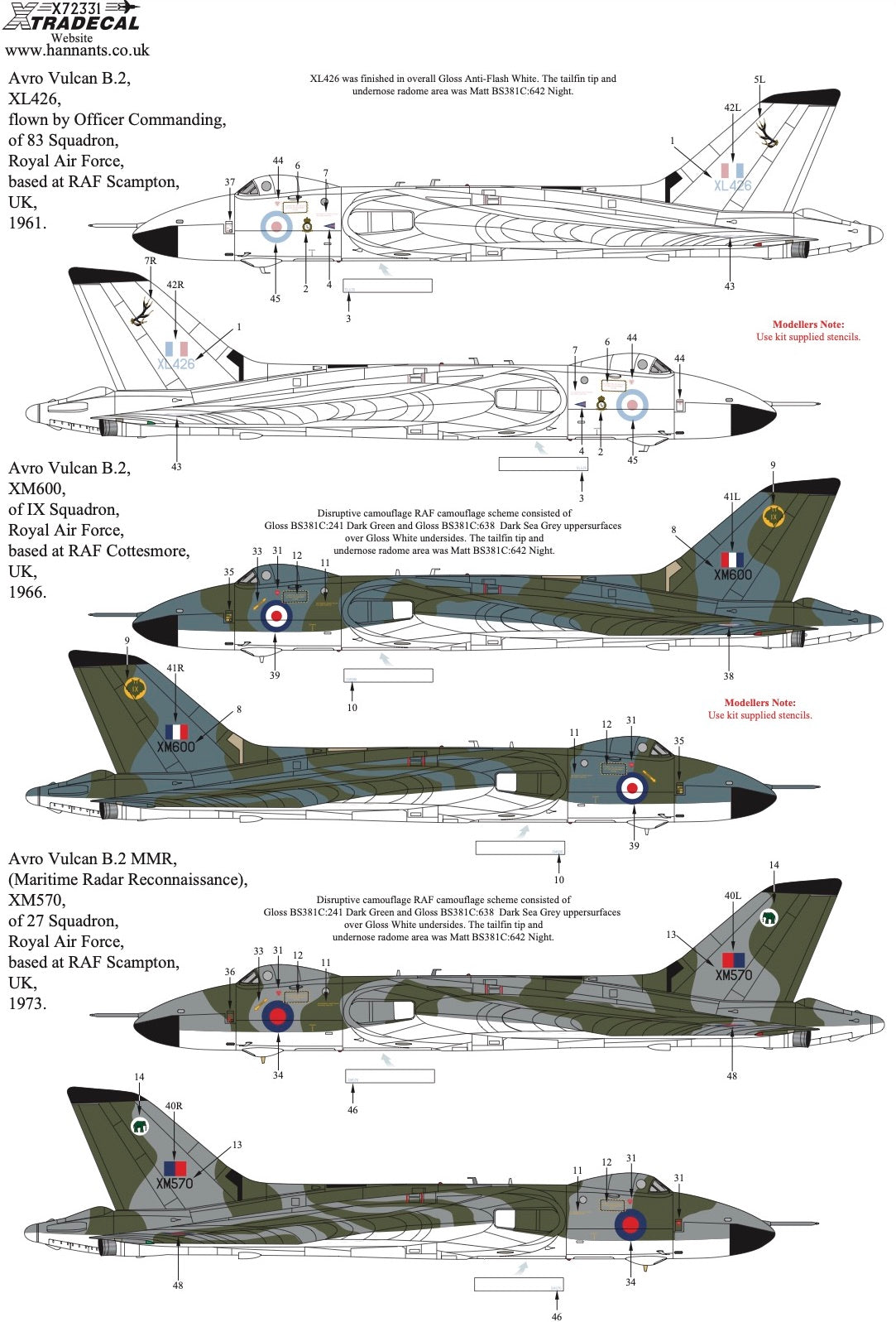 Xtradecal 1/72 Avro Vulcan Collection Part 1 X72331