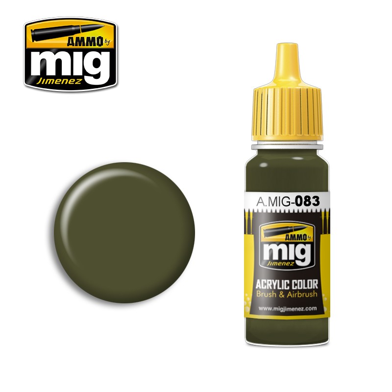 Ammo Mig Jimenez Acrylic 17ml Paint ZASHCHITNIY ZELENO (RUSSIAN POSTWAR GREEN)