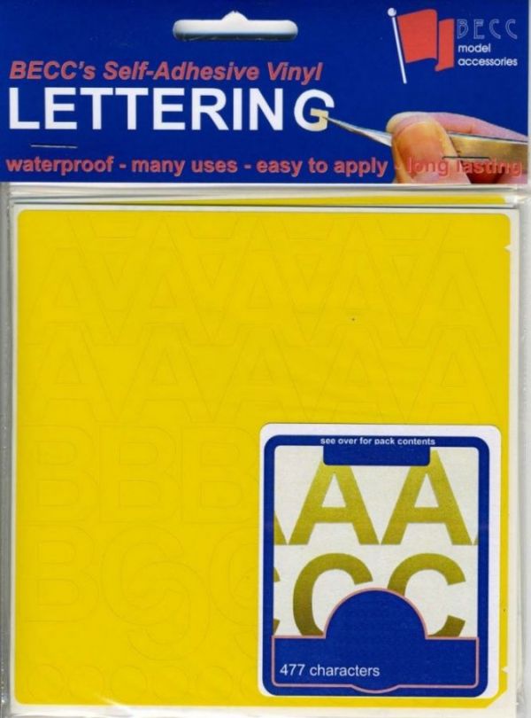 6mm Lettering BECC 6mm Bliss Yellow Vinyl Lettering – Sussex Model Centre