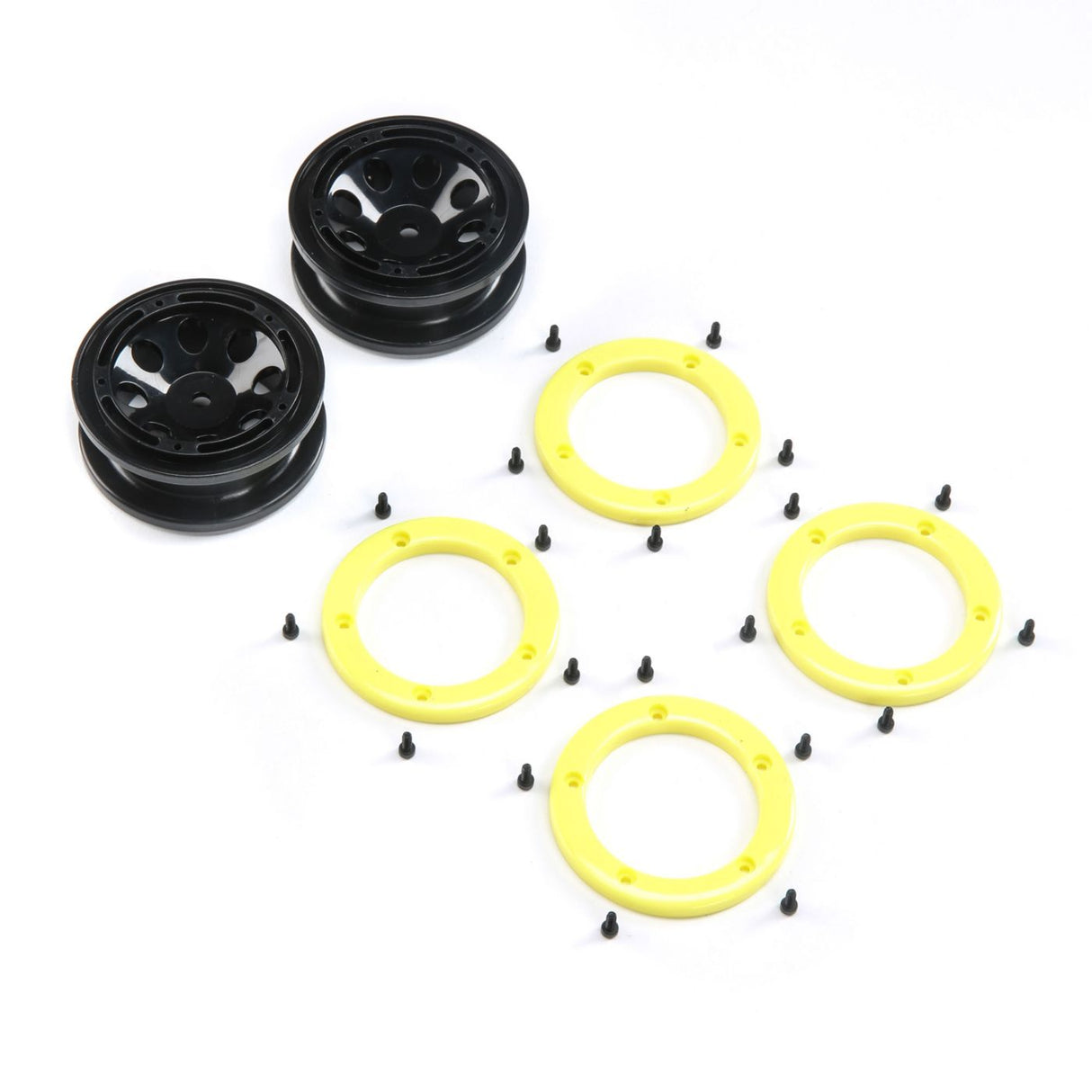 FR/RR Wheel with Beadlock Black/Yellow: Temper G2