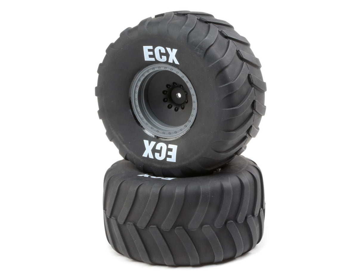 Rt/Lft Tire Prmnt Gray Whl (2): 1:10 2WD Axe MT