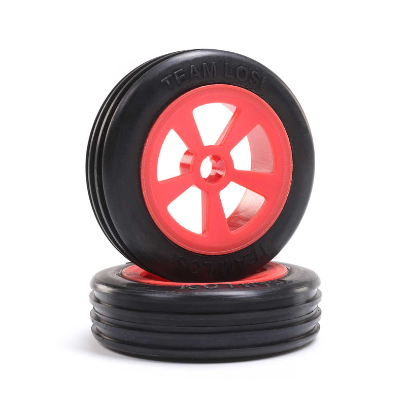 Rib Front Tires Mounted Red (2): Mini JRX2