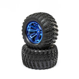 Wheel and Tire Mounted Blue Chrome (2): TENACITY T