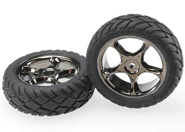 Tires & wheels assembled (Tracer 2.2 Inch black chrome wheels