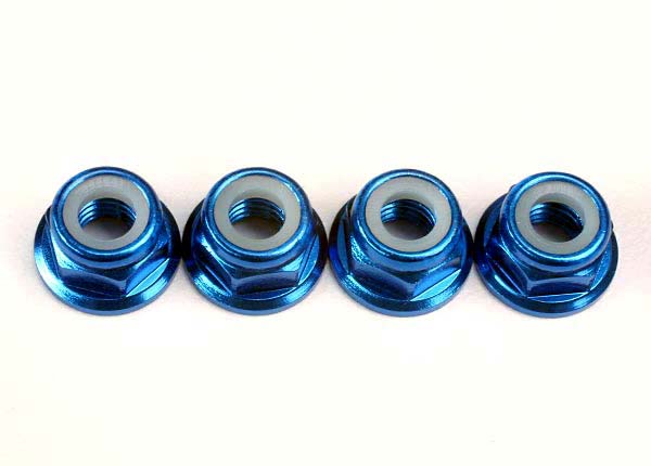 Nuts 5mm flanged nylon locking (aluminum blue-anodized) (4