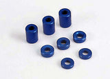 Blue-anodized aluminum spacers (3x6x8mm) (3)/ (3x6x1.5mm) (