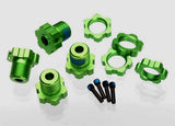 Wheel hubs splined 17mm (green-anodized) (4)/ wheel nuts