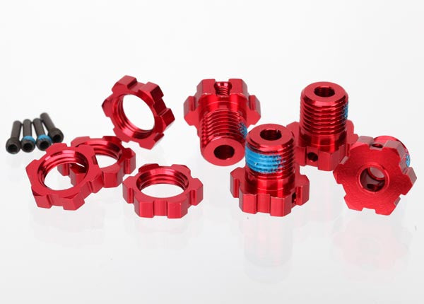 Wheel Hubs splined 17mm (red-anodized)(4)/wheel nuts spli