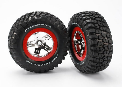 Tires & wheels assembled glued (SCT chrome red beadlock s