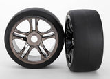 Tires & wheels FR -split-spoke black chrome slick tires (S