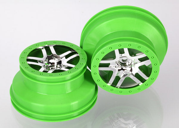 Wheels SCT Split-Spoke chrome green beadlock style dual