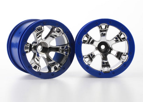 Wheels Geode 2.2 Inch (chromeBlue beadlock) (12mm hex) (2)