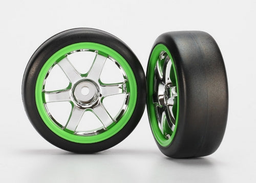 Tires & wheels-Volk Racing TE37 chrome/green wheels 1.9 Gym