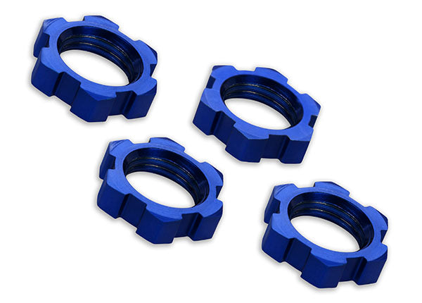 Wheel nuts splined 17mm serrated (blue-anodized) (4)