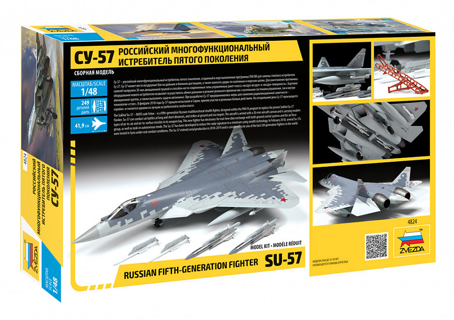 Zvezda 1/48 Sukhoi SU-57 Russian Fifth Generation Fighter Kit Z4824