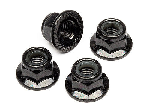 FLANGED LOCK NUT M5 (BLACK/4PCS)