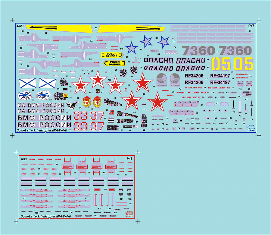 Zvezda 1/48 Soviet Attack Helicopter MI-24V/VP 4823
