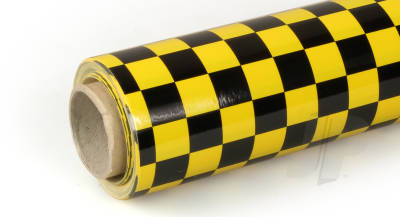 10m Oracover Fun-4 Small Chequered Yellow/Black